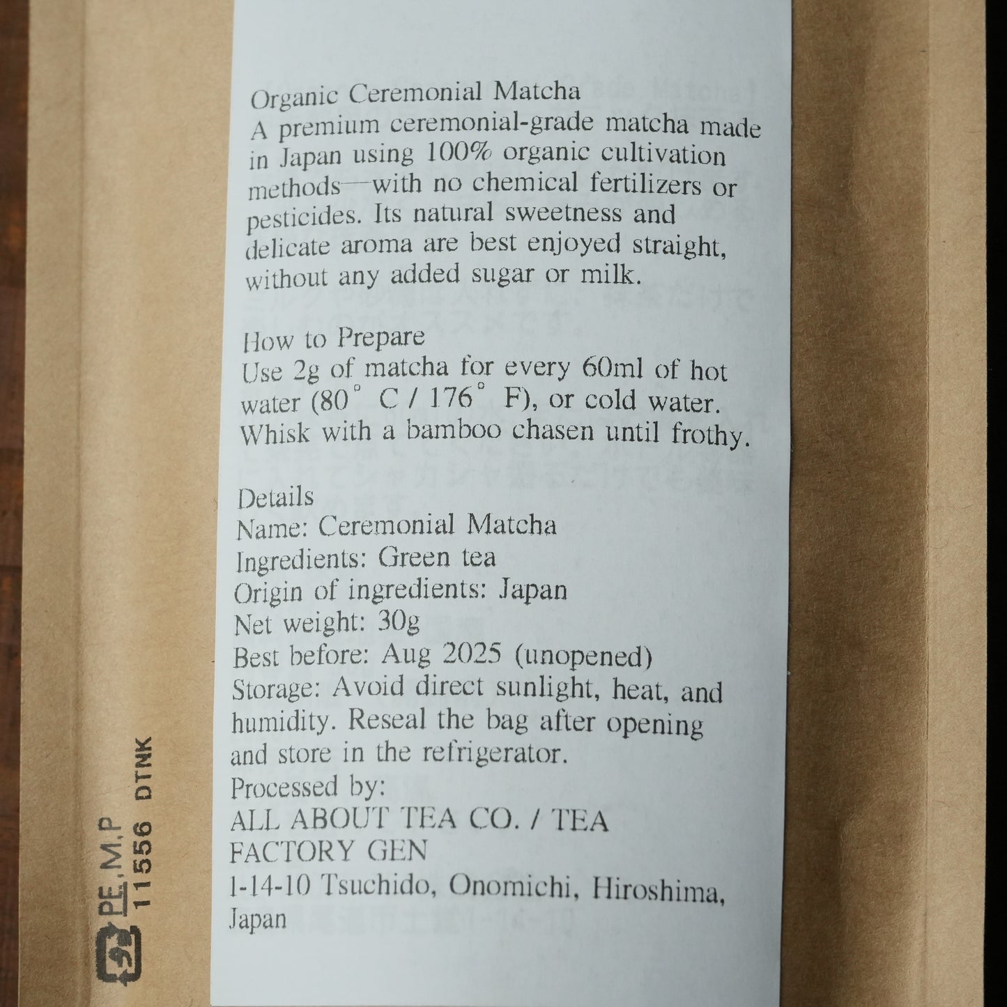 Ceremonial Grade Matcha - Organic Premium Green Tea Powder by TEA FACTORY GEN 30g/1.06 oz