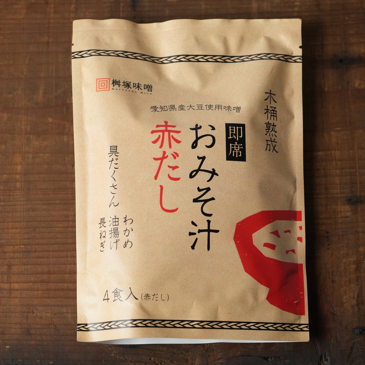 Aka-dashi Miso Soup 4Pack - Traditional Mame Miso Soup by Noda Miso Co. 81.6g/2.88oz