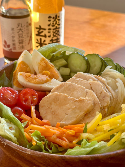 How to make "Colorful Rainbow Chicken Salad" with tamari soy sause